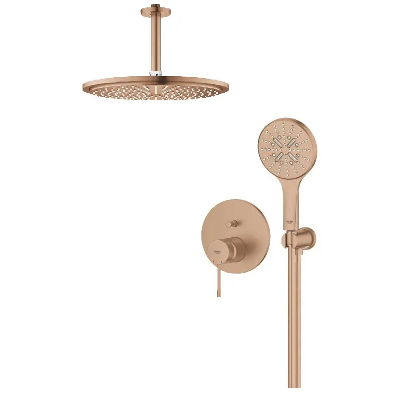 grohe-brushed-dush Essence, душ система с Rainshower от тавана GROHE