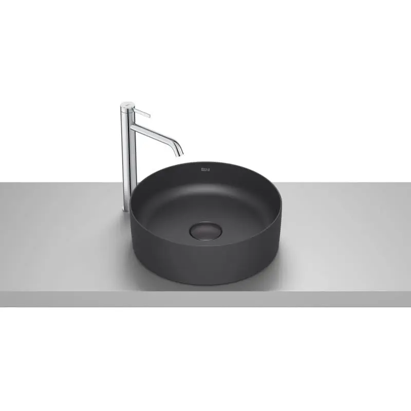 terra кръгла мивка 39 см черен мат