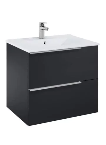 ELEGANT PLUS шкаф за баня с 2 чекмеджета и умивалник 60 см, цвят: черен мат A852018532