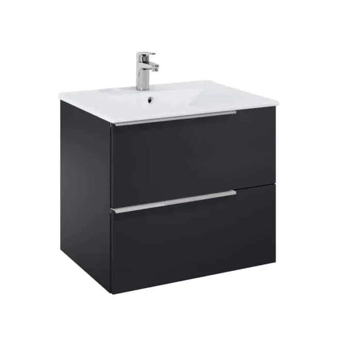 Шкаф 600 mm, Elegant plus matt black с 2 чекмеджета и умивалник ROCA Elegant Plus A852018532