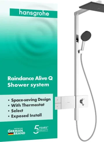 Душ система с термостатен смесител Hansgrohe Raindance Alive Q 24580000 – RainAir/PowderRain, хром