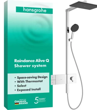 Душ система с термостатен смесител Hansgrohe Raindance Alive Q 24580000 – RainAir/PowderRain, хром